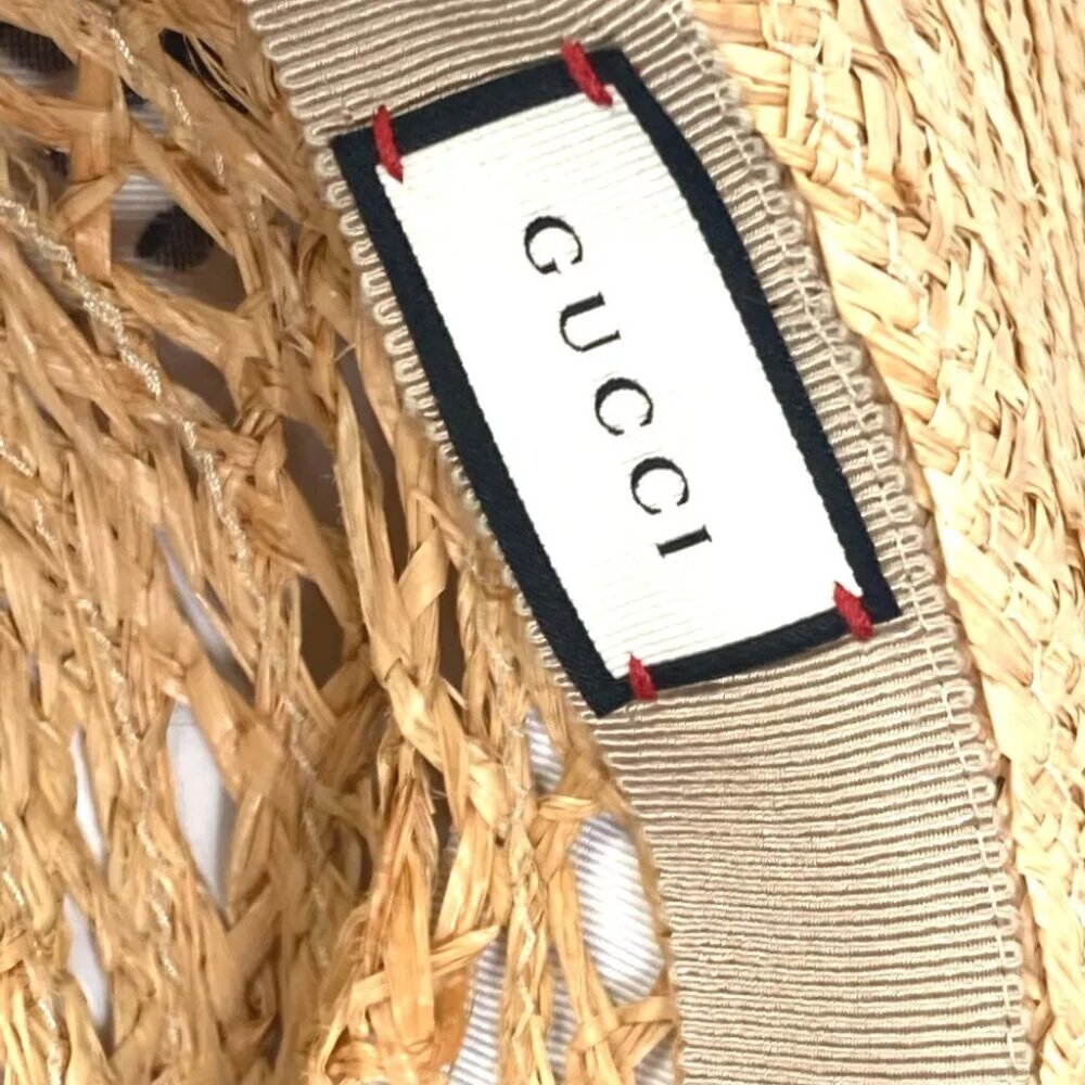GUCCI 408789 hat hat bucket hat bob hat herbarium ribbon flora straw hat hat... - Picture 4 of 13